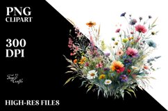 Watercolor Wild Colorful Flowers Horizontal Frame | Product Image 3