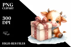 Baby Cow Winter PNG Product Image 3