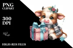 Baby Cow Winter PNG Product Image 1