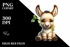 Funny Cute Baby Donkey with Zucchini | Sublimation | Clipart Product Image 3