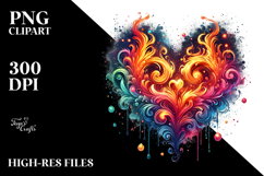 Colorful Fire Heart, Transparent PNG Product Image 2