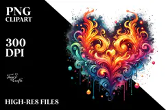 Colorful Fire Heart, Transparent PNG Product Image 2