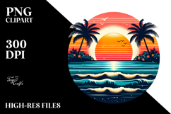 Retro Tropical Island Sunset, PNG Product Image 2