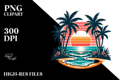 Retro Tropical Island Sunset, PNG Product Image 2