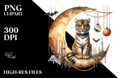 Tiger Dressed for Halloween, Watercolor PNG Product Image 2