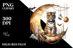 Tiger Dressed for Halloween, Watercolor PNG Product Image 2