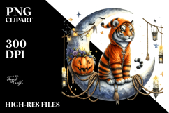 Tiger Dressed for Halloween, Watercolor PNG Product Image 2