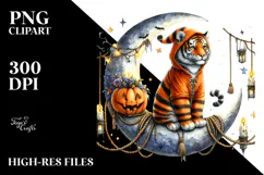 Tiger Dressed for Halloween, Watercolor PNG Product Image 2