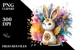 Colorful Bunny Made of Wood PNG Product Image 2