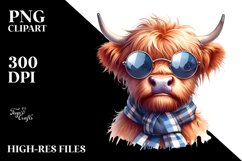 Cow Sublimation Clipart Highland Cow Portrait Product Image 1