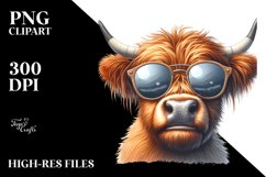Cow Sublimation Clipart Highland Cow Portrait Product Image 3