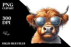 Cow Sublimation Clipart Highland Cow Portrait Product Image 3