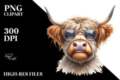 Cow Sublimation Clipart Highland Cow Portrait Product Image 3