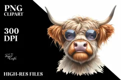 Cow Sublimation Clipart Highland Cow Portrait Product Image 3
