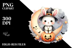 Cute Baby Bunny on Star for Halloween PNG Product Image 2