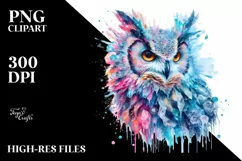 Artistic Owl with Ice Body, Vibrant PNG Product Image 3