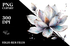 Magnolia with Metallic Insertions, Watercolor PNG Product Image 2