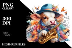 Colorful Baby Cow in Jazz Club PNG Product Image 1