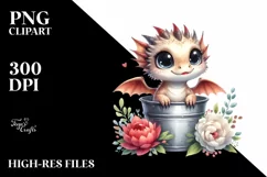Watercolor Baby Dragon with Big Eyes Product Image 3