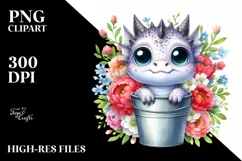 Watercolor Baby Dragon with Big Eyes Product Image 1