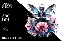 Gothic Fairy on a Flower, PNG Product Image 2