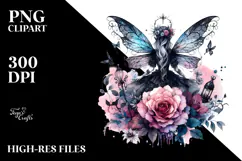 Gothic Fairy on a Flower, PNG Product Image 2