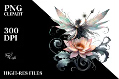 Gothic Fairy on a Flower, PNG Product Image 2