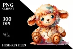 Vibrant Sewed Smiling Cute Lamb | Sublimation | Clipart Product Image 1