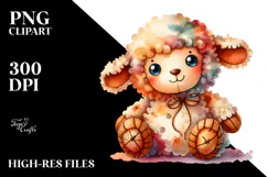 Vibrant Sewed Smiling Cute Lamb | Sublimation | Clipart Product Image 2