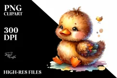 Vibrant Sewed Smiling Cute Duck | Sublimation | Clipart Product Image 1