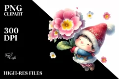 Watercolor Gnome Primrose | Sublimation | Clipart Product Image 3