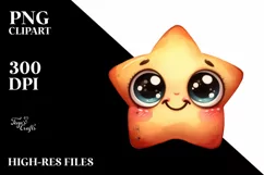 Simple Funny Baby Star with Big Eyes, Transparent PNG Product Image 1