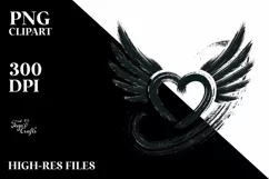 Simple Heart with Wings PNG Product Image 2