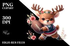 Cute Baby Elk Rugby Watercolor Clipart Product Image 1