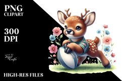 Cute Baby Elk Rugby Watercolor Clipart Product Image 1