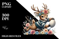 Cute Baby Elk Rugby Watercolor Clipart Product Image 1