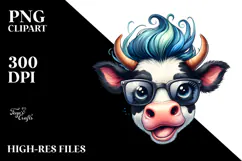 Enthusiastic Highland Cow PNG Product Image 2