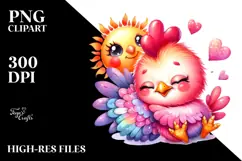 Cuddling Baby Rooster Sun PNG Product Image 2