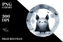 Funny Bat Watercolor Image, PNG Product Image 2