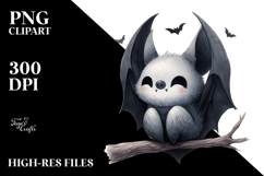 Washed Watercolor Funny Bat PNG Product Image 2