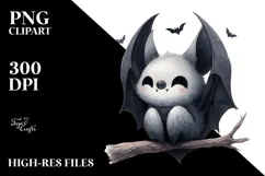Washed Watercolor Funny Bat PNG Product Image 2