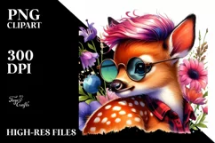 Cute Baby Deer Playing, Vibrant Drawing PNG Product Image 1