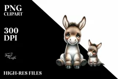 Funny Baby Donkey in Front of Barn | Clipart Product Image 1