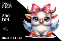 Funny Baby Bull Dove with Bow | Clipart Product Image 2