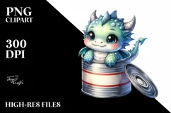 Cute Baby Dragon Sitting Can Clipart Product Image 1