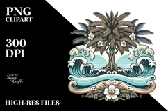 Vintage Tropical Waves Clipart Tshirt, 20 oz Tumbler Product Image 2