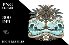 Vintage Tropical Waves Clipart Tshirt, 20 oz Tumbler Product Image 2