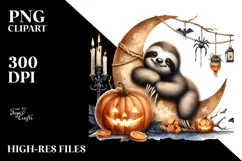 Sloth Dressed for Halloween, Watercolor PNG Product Image 2