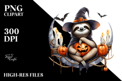 Sloth Dressed for Halloween, Watercolor PNG Product Image 2