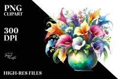Colorful Watercolor Vase with Calla Lily | Sublimation | Product Image 1